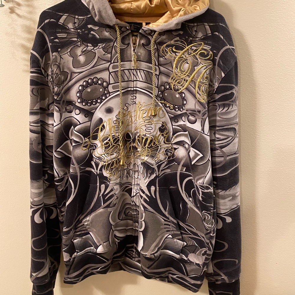 Vintage Christian Audigier Gold Satin Jacket